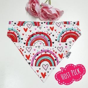 🐶 3 for $15 * Reversible Rainbow Valentines Hearts Over The Collar Dog Bandana